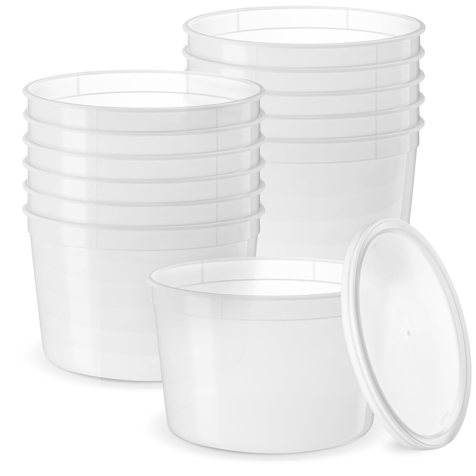 64 oz. Plastic Food Storage Deli Containers With Lids, Ice Cream Bucket & Soup Pail