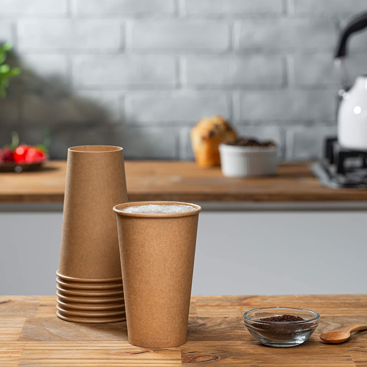 [16 oz.] Kraft Paper Hot Coffee Cups - Unbleached