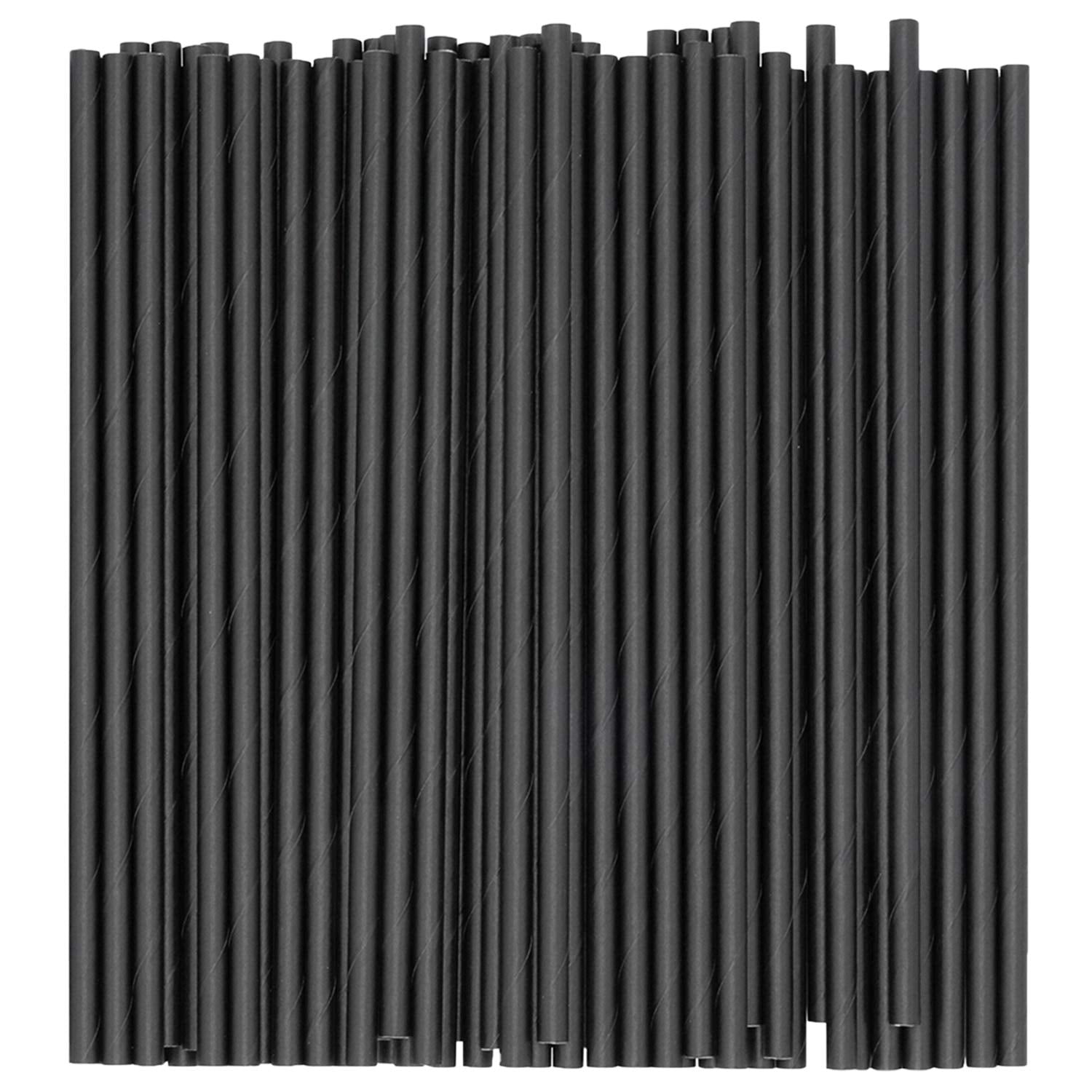 7 Inch 100% Biodegradable Paper Sip Stirrers/Straws - Black - For Cocktail & Coffee - Comfy Package