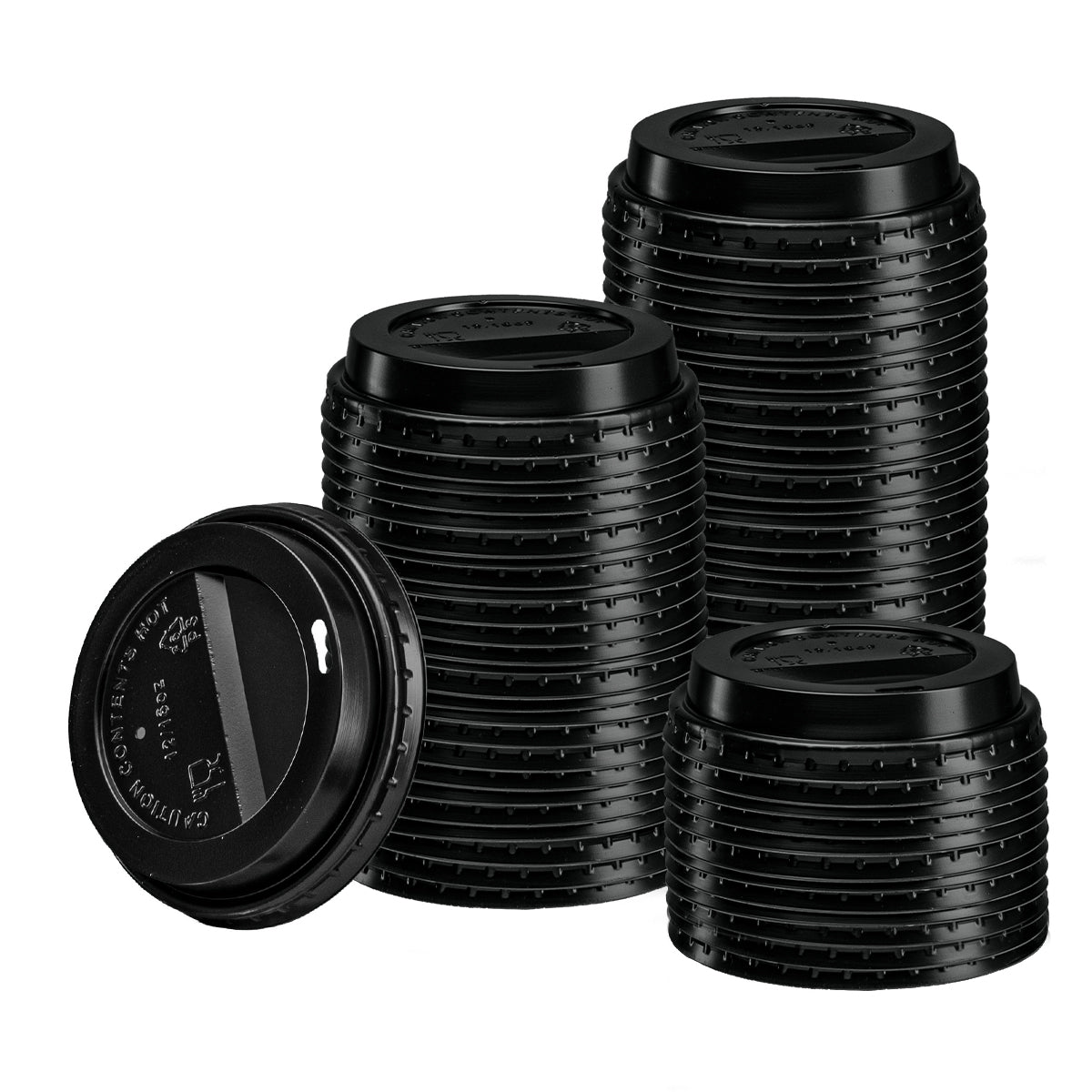 Disposable Plastic Dome Lids for 10, 12, 16, & 20 oz. Paper Hot Coffee Cup - Black