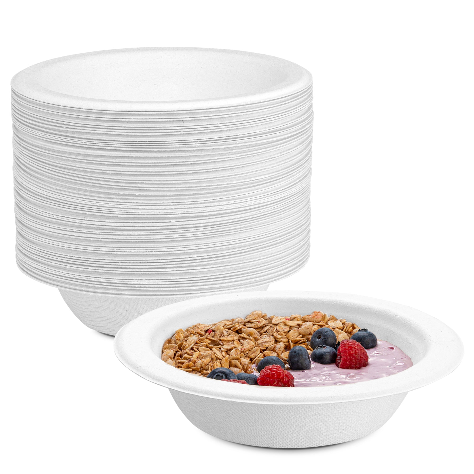 100% Compostable 16 oz. Heavy-Duty Bowls Eco-Friendly Disposable Sugarcane Paper Bowls