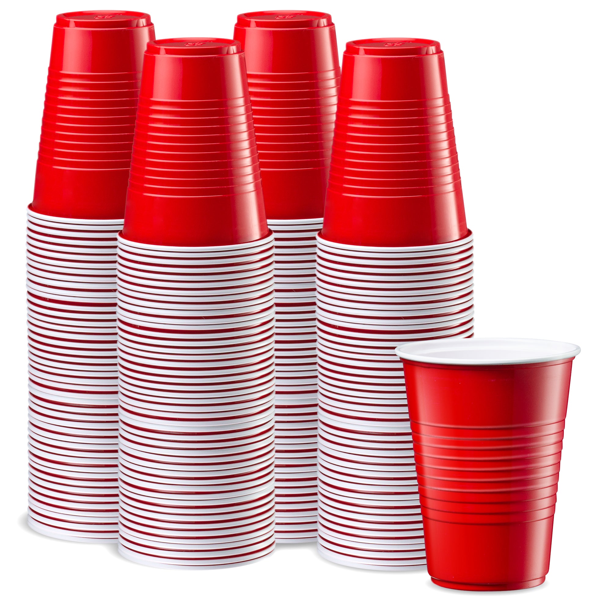 Disposable Party Plastic Cups 16 oz. Red Drinking Cups