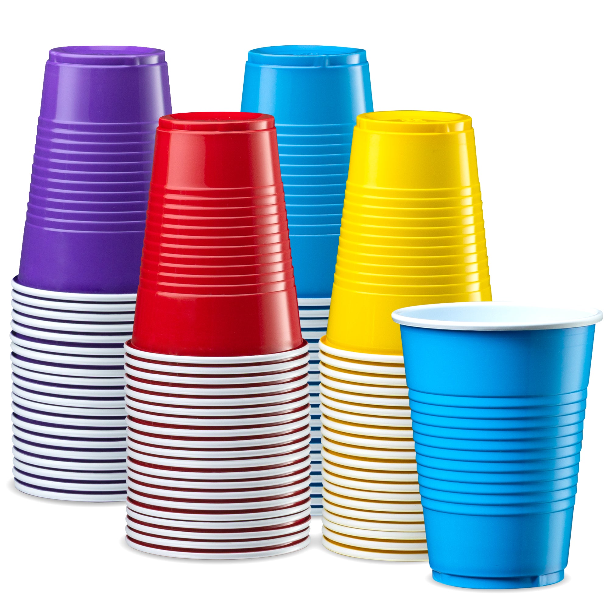 Disposable Party Plastic Cups 9 oz. Assorted Colors Drinking Cups