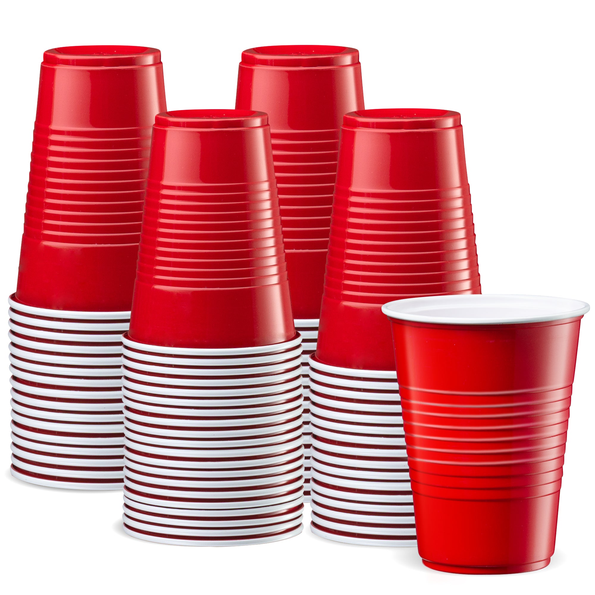 Disposable Party Plastic Cups 9 oz. Red Drinking Cups