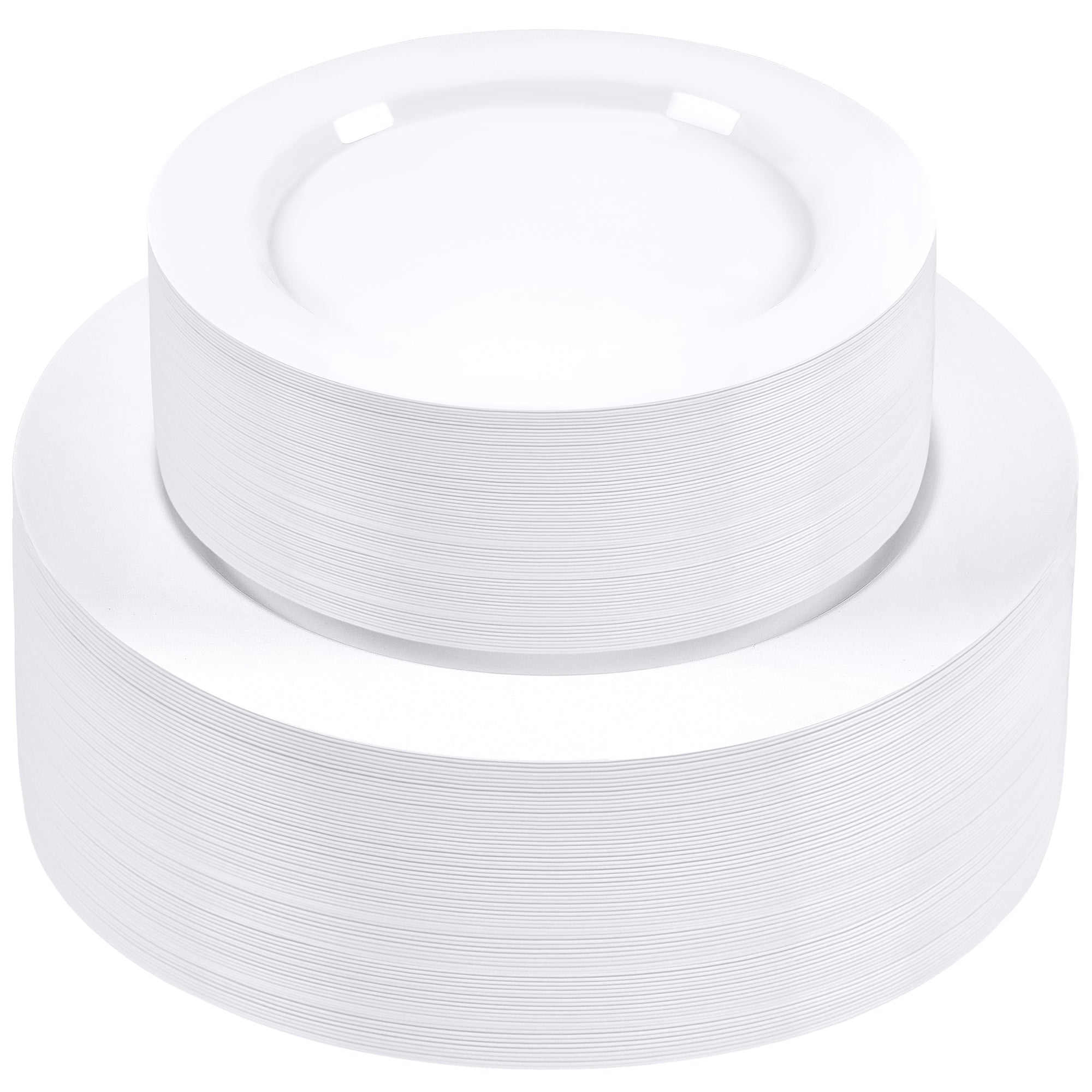 Combo White Plastic Plates - Premium Heavy-Duty  Disposable 10.25" Dinner Party Plates and  Disposable 7.5" Salad Plates