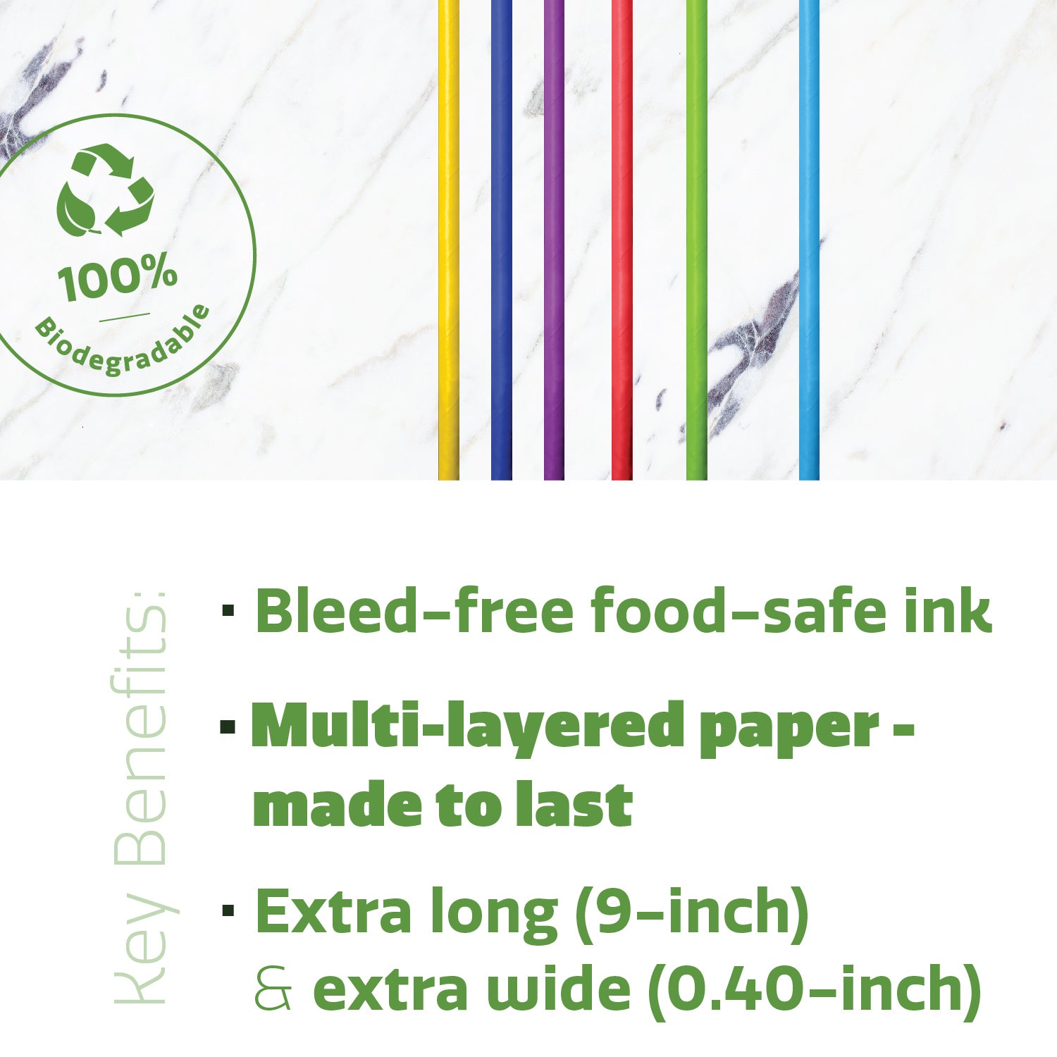 Paper Jumbo Smoothie Straws,100% Biodegradable Assorted Colors