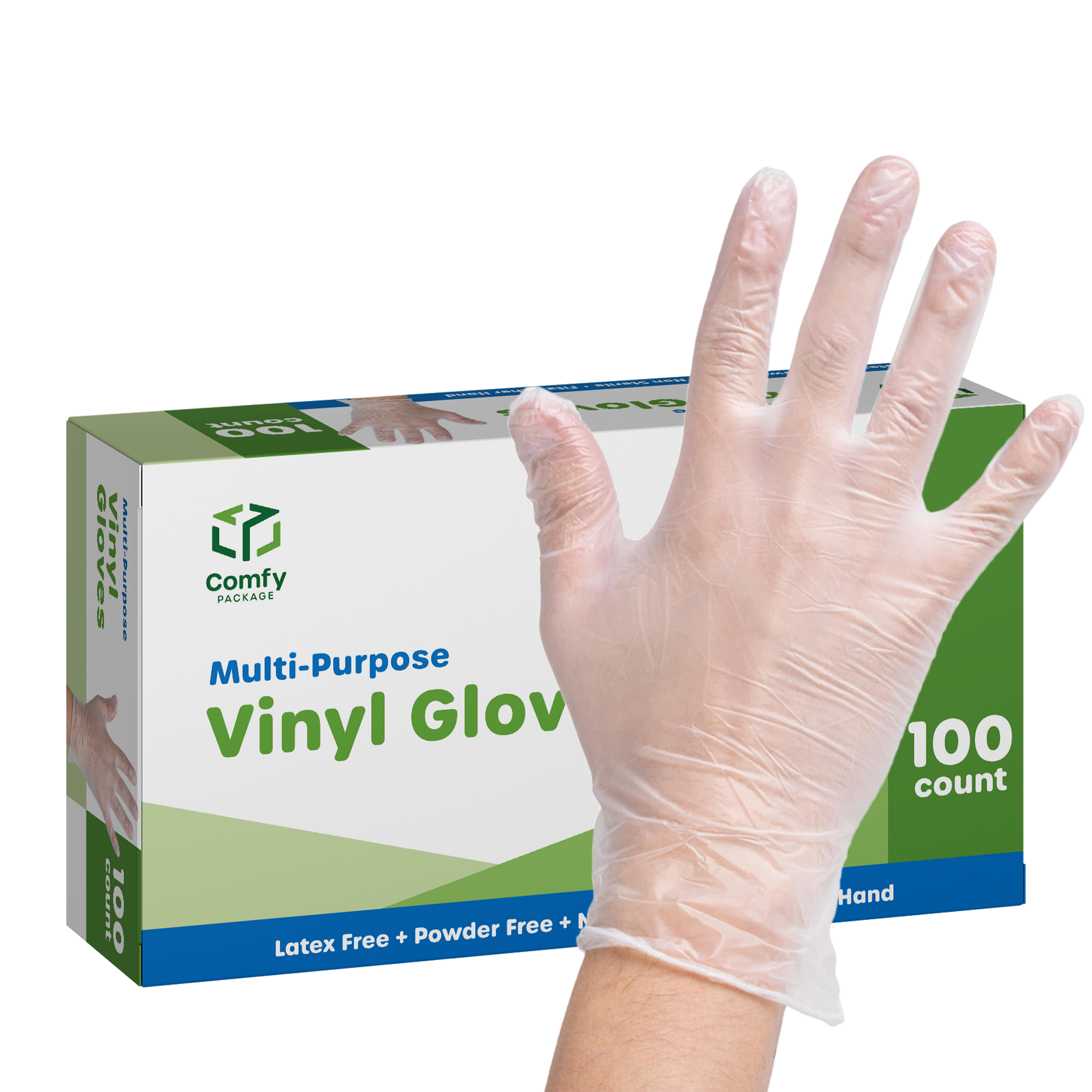 Clear Powder Free Vinyl Disposable Plastic Gloves - Large