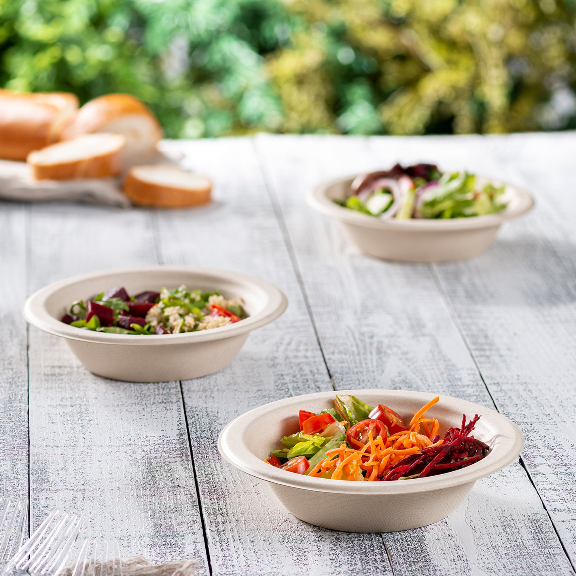 100% Compostable 12 oz. Heavy-Duty Paper Bowls Eco-Friendly Disposable Sugarcane - Kraft