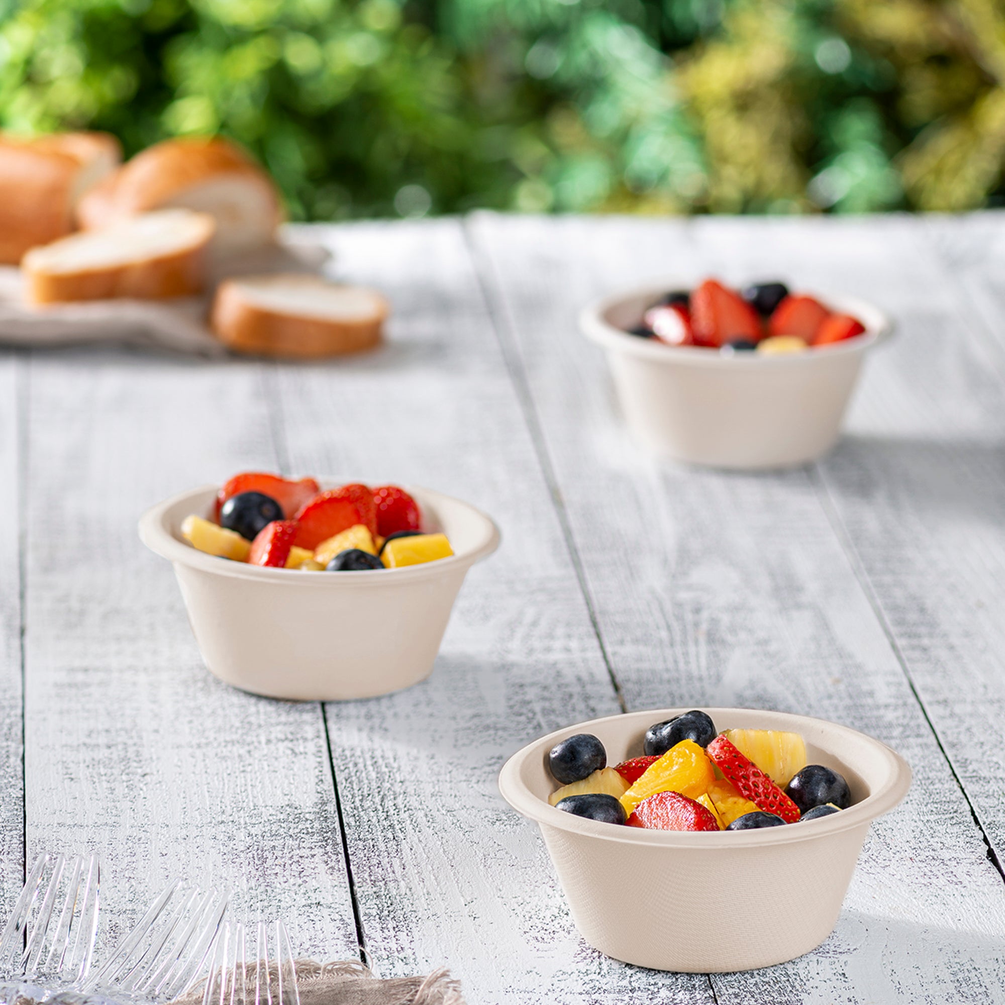 100% Compostable 8 oz. Heavy-Duty Paper Bowls Eco-Friendly Disposable Sugarcane - Kraft
