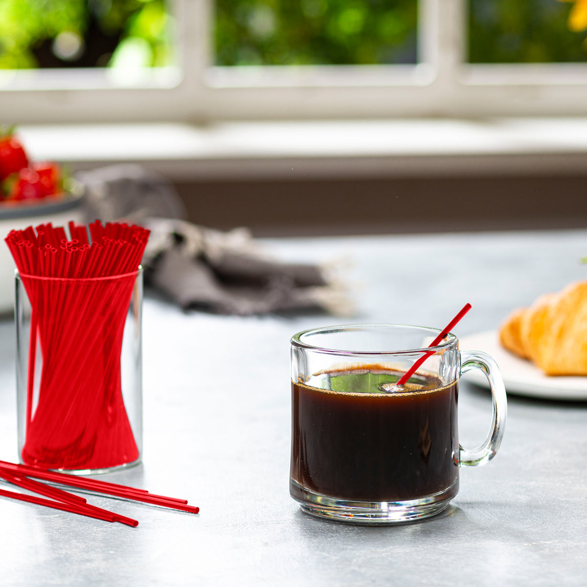 Red 5 Inch Plastic Sip Stirrers