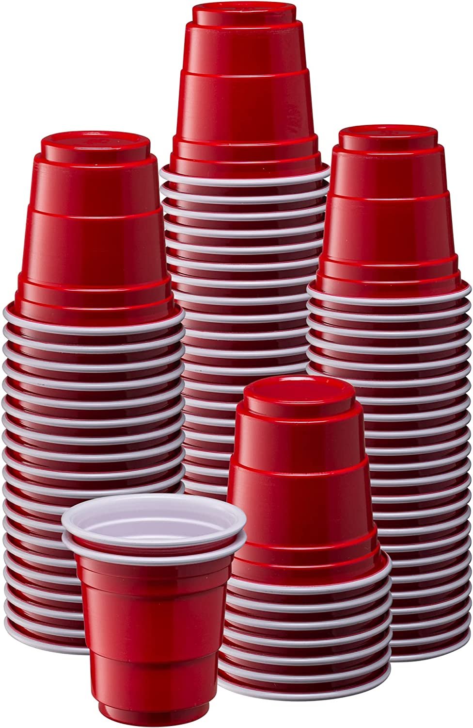 [Case Of] 2 oz. Mini Plastic Shot Glasses - Red Disposable Jello Shot Cups