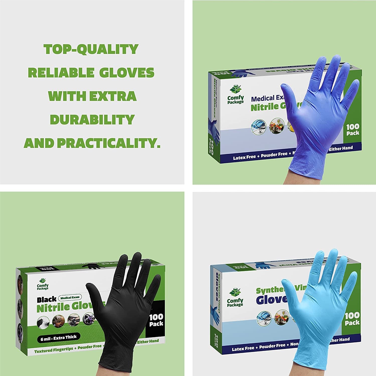 [Case of 1000] Synthetic Vinyl Blend Disposable Plastic Gloves Powder & Latex Free - Small